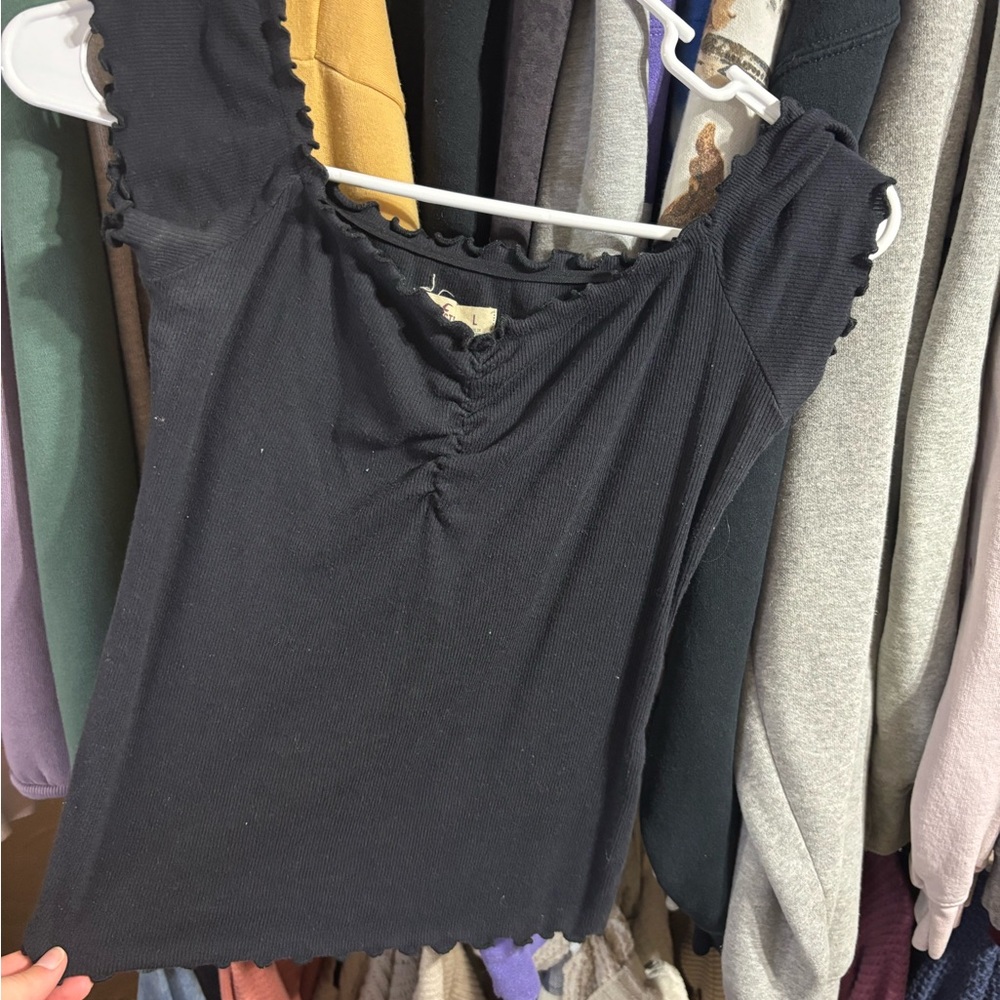 Hollister Black Ruffled Tank Top